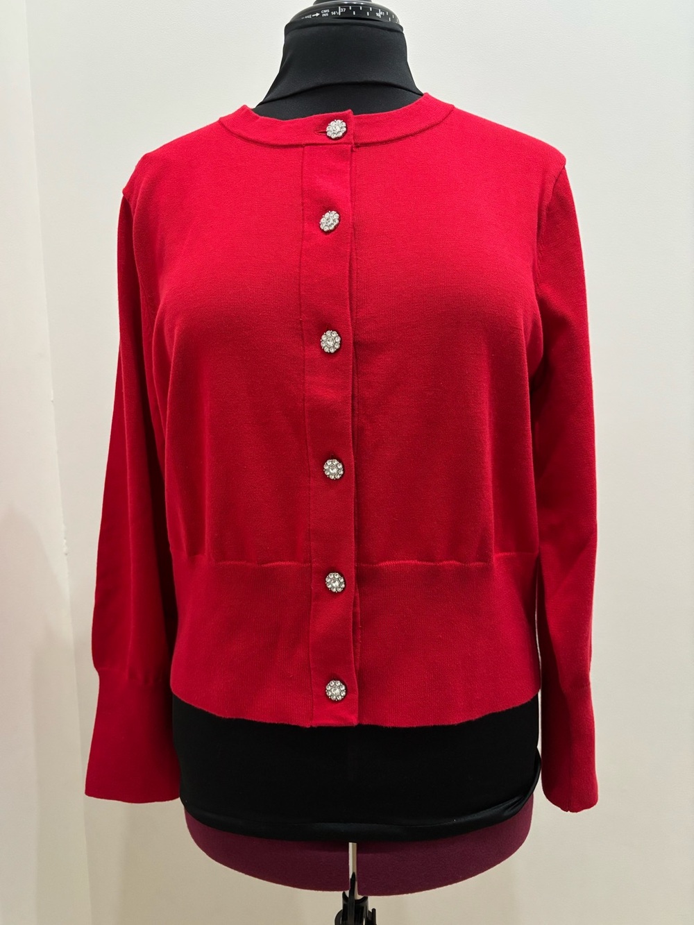 NWT Talbots Red Jewel Button Cardigan Sweater Crewneck